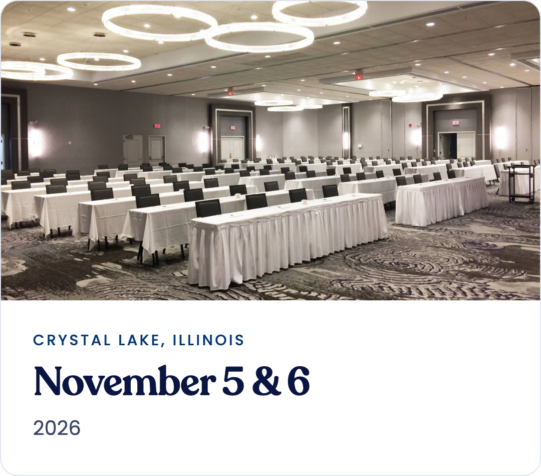 Crystal Lake, IL Certificate seminar venue โ November 5th & 6th, 2026